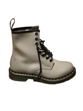 Dr Martens Combat Boots Airwair Zinc Gray Womens 7 AW004 Patent Leather Lace Up